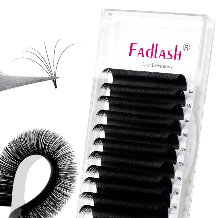 FADLASH Eyelash Extensions D Curl 0.07 15-20mm Mixed Tray Easy Fan Lash Extensions Volume Lashes 2D-10D Self Fanning Lash Extensions (0.07-D, 15-20mm