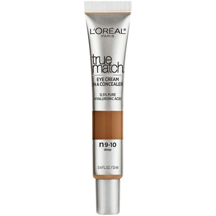 LOréal Paris True Match Eye Cream in a Concealer, 0.5% hyaluronic acid, Deep N9-10, 0.4 fl. oz.