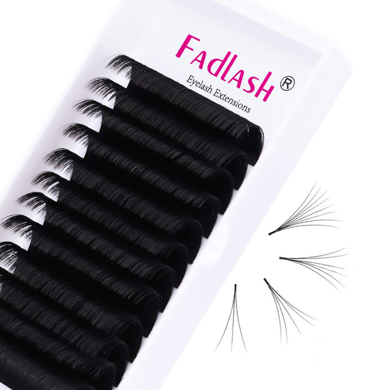 FADLASH Eyelash Extensions Volume 20mm-25mm Mixed Tray Self Fanning Lashes D Curl 0.07mm Lash Extension Supplies Rapid Blooming Lashes (0.07-D, 20-25