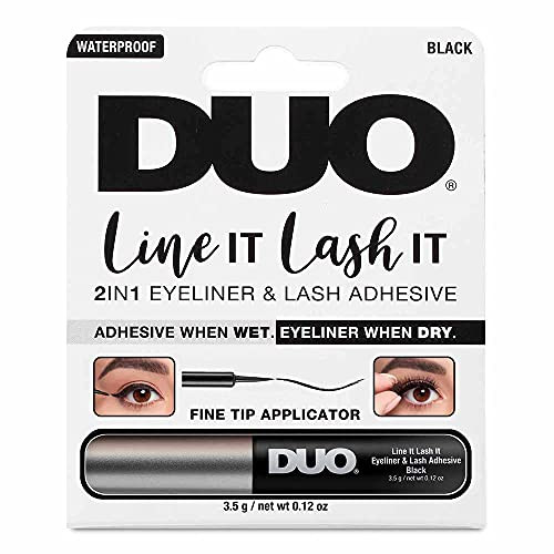DUO Line It Lash It Lash Glue Liner  Black, 2-in-1 Eyeliner & Eyelash Adhesive for Strip & Cluster Lashes, 0.12 oz