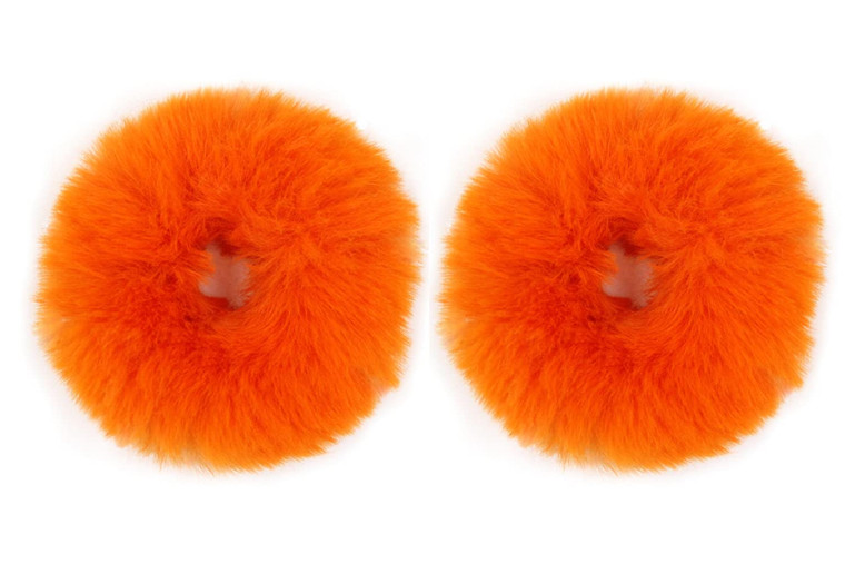 2pcs Pack Furry Faux Fur Hair Scrunchies Artificial Fur Hair Bobbles Elastic Hair Band Rope Wristband Ponytail Accessories (Orange)