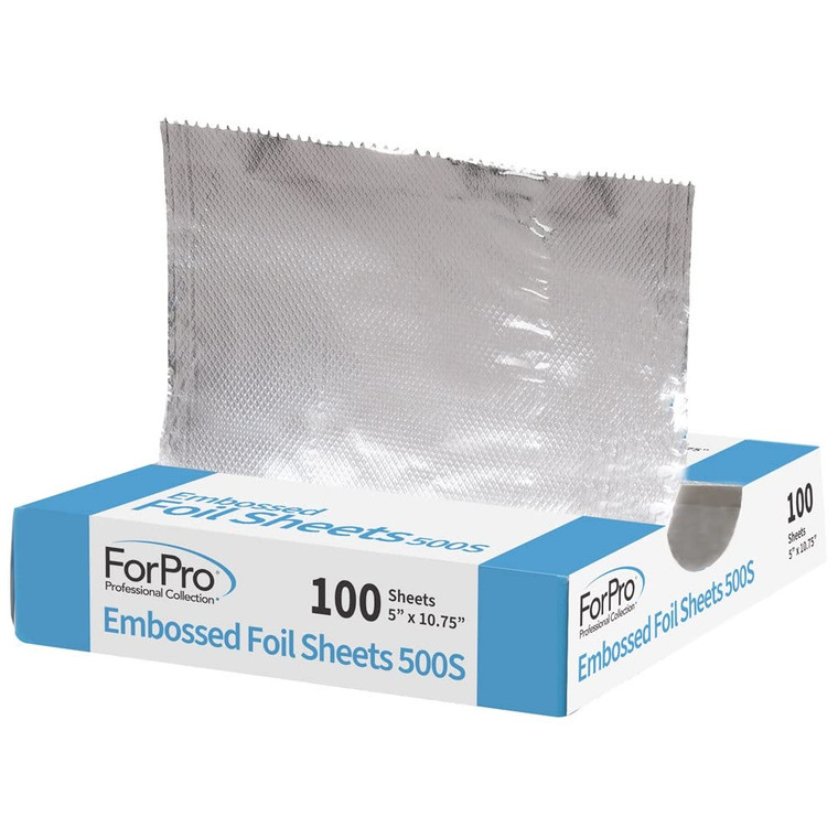 ForPro Professional Collection Embossed Foil Sheets 500S, Aluminum Foil, Pop-Up Dispenser, for Hair Color Application and Highlighting Services, Food