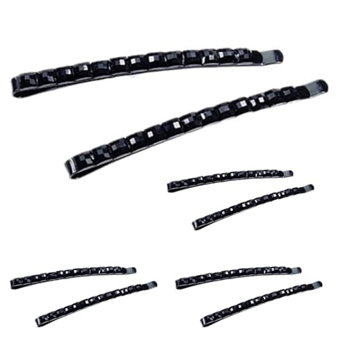 Jinshining 8 Pcs Black Rhinestone Barrettes,Crystal Diamond Bobby Pin,Shiny Hair Pin, Hairpin, Sparkly Hair Decoration for Women Clip Bangs Metal Hai