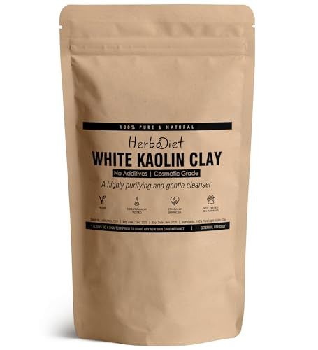 Herbadiet Kaolin Clay Powder, 100% Pure & Natural, Fine Grade, 100g - Ideal for Skin Detox, Face Mask, Skin Cleanser & Rejuveation