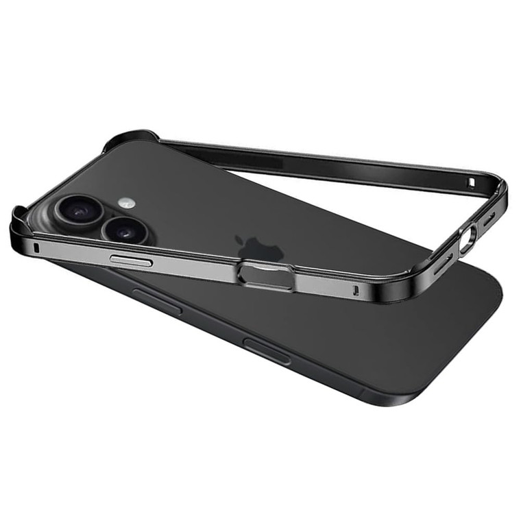 DNGN for iPhone 16 Metal Bumper Case, Compatible with MagSafe, No Back Heat Dissipation Design, Four Corner Raised Shockproof (Black)