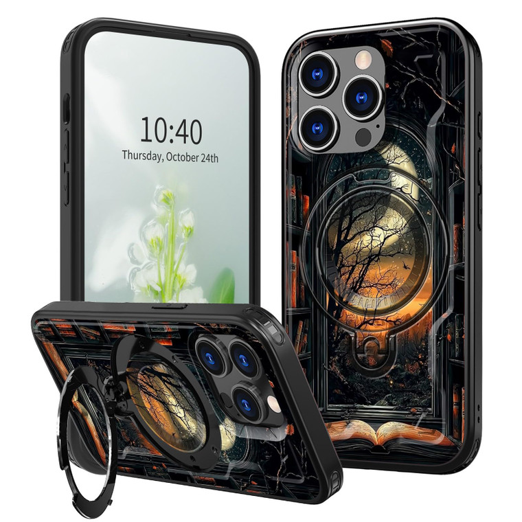 for iPhone 16 Pro Max Phone Case 6.9" 2024 with Adjustable Stand Kickstand & Ring Holder Wolf Dream Catcher Design Hard Back Soft Edge Heavy Duty Sho