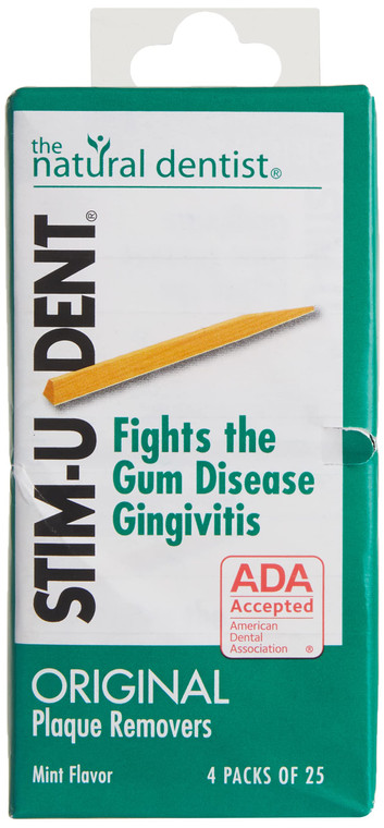 Stim-U-Dent Mint Plaque Removers, 4 Pack of 25 (Value Pack of 4)