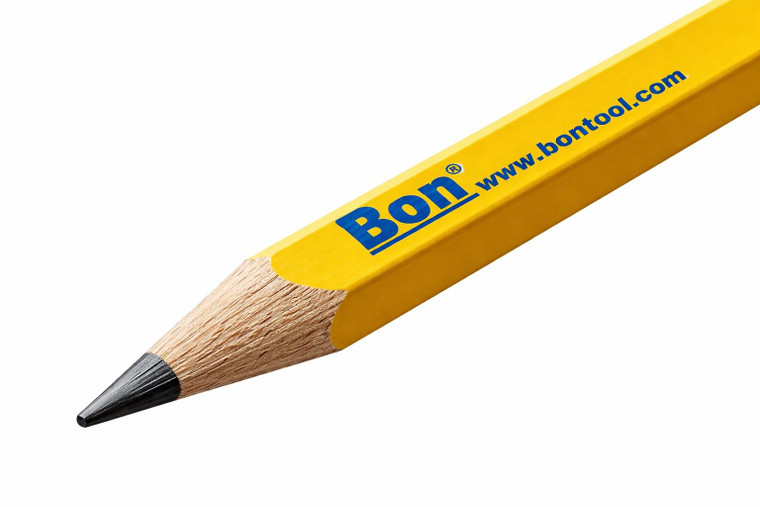 Bon Carpenter Pencils Yellow Casing Medium Black Lead 7 in. Flat Thick Lead Professional Marking Pencils 12 Pack