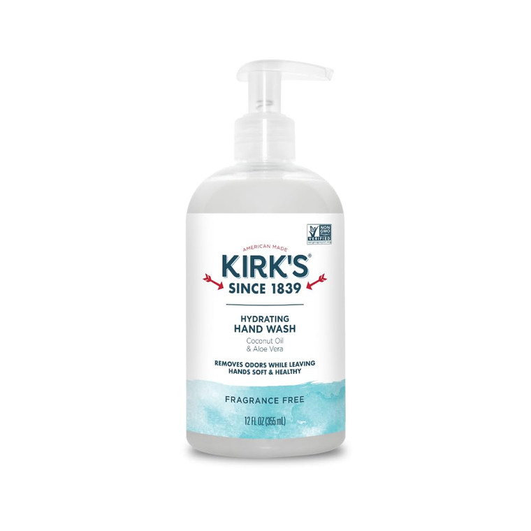 Kirk's Hydrating Hand Wash - Made with Coconut Oil and Aloe Vera, With Odor Neutralizing Technology To Help Eliminate Odors, Non-GMO, Vegan, Fragranc