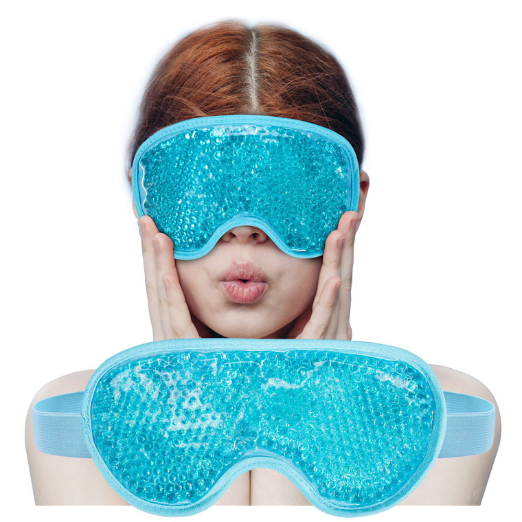 Cooling Eye Mask with Gel Bead, Reusable Cold Compress Ice Pack Sleeping Eye Cooling Pads for After Eyelid Surgery, Puffiness, Puffy Eyes, Headache,