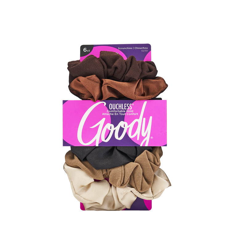 Goody Ouchless Scrunchies for Women, 6 Ct, Starry Night, Damage-Free & Secure Hold Ties, All Hair Types, Gentle Hair Accessories for Long-Lasting Bra