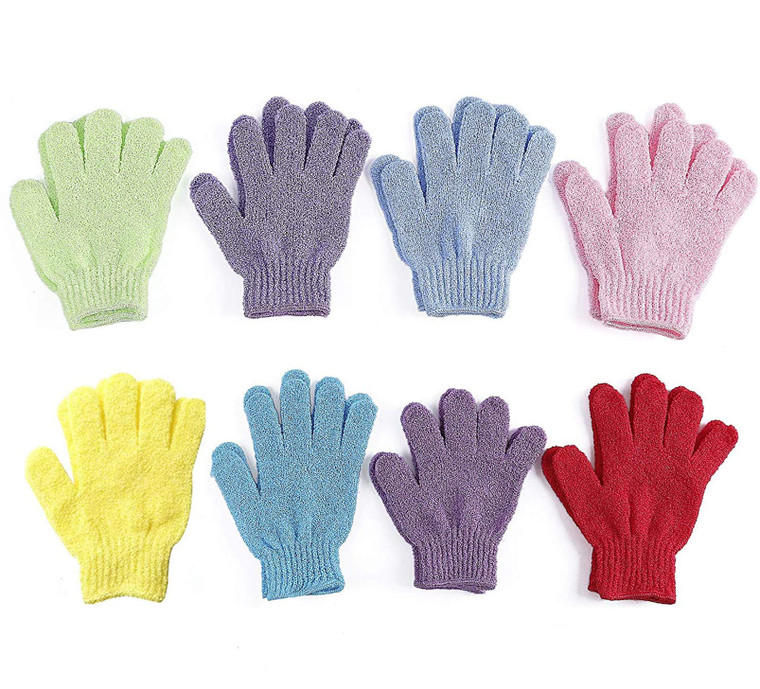 8 Pairs Double Sided Exfoliating Gloves Body Scrubber Scrubbing Glove Bath Mitts Scrubs for Shower, Body Spa Massage Dead Skin Cell Remover Mooerca