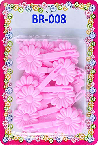 Tara Girls Self Hinge Plastic Mulit Design Hair Barrettes Selection (Flower Black)