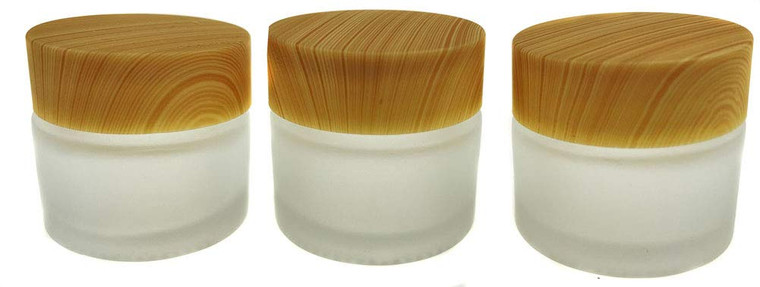 Happyupcity 3 PCS 10G Translucent Frosted Glass Empty Refillable Cosmetic Cream Bottle with Screw Lid and Liner Balm Lotion Storage Dispense Containe