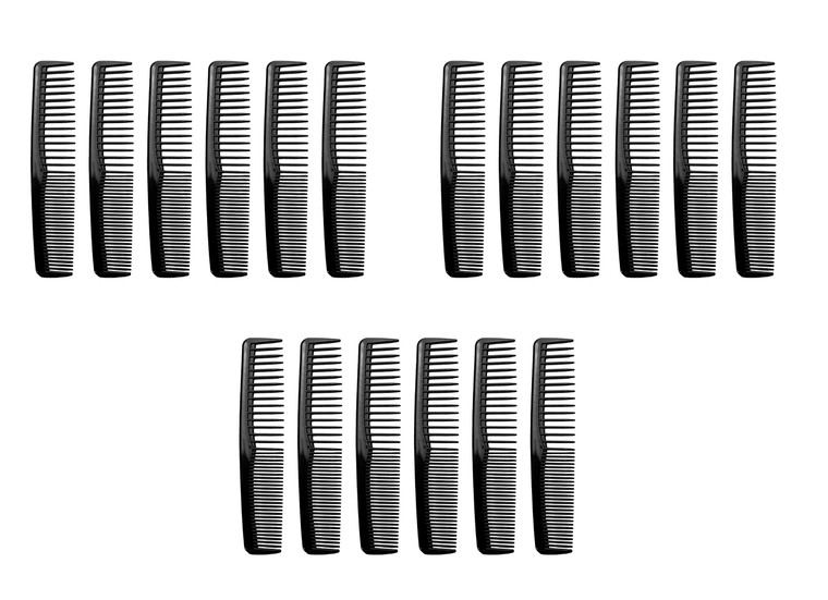QITIMIR Black Hair Comb Set 18 Piece in Pack, Hair Combs For Women and Men and Kids, Detangler Comb, Wide Tooth Combs, Ideal For Cutting (Black)