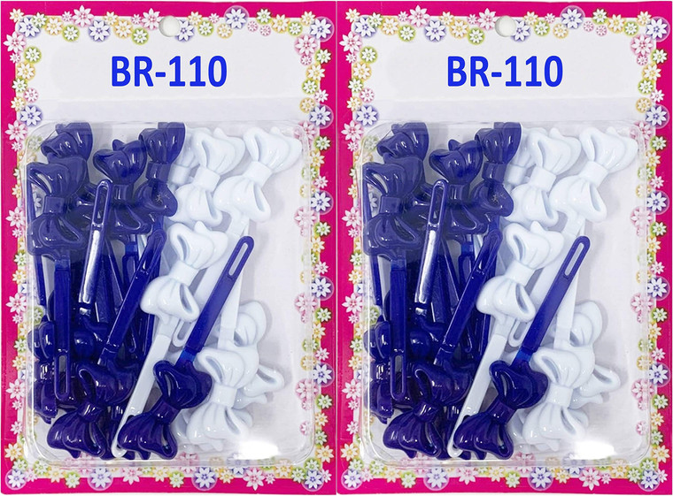 Tara Girls Self Hinge Multi Design Plastic Bow Hair Barrettes Selection Pack Of 2 (BR-110)