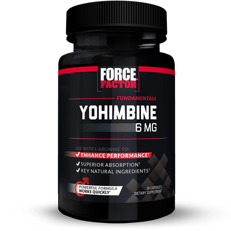 Force Factor Yohimbine Supplement for Men, Yohimbe Bark Extract with Superior Absorption to Enhance Performance, 6mg Yohimbine Bark Pills with Key Na