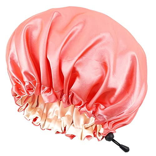 CHORHA Satin Sleep Cap, Double-Sided Adjustable Bonnet Cap (Black)