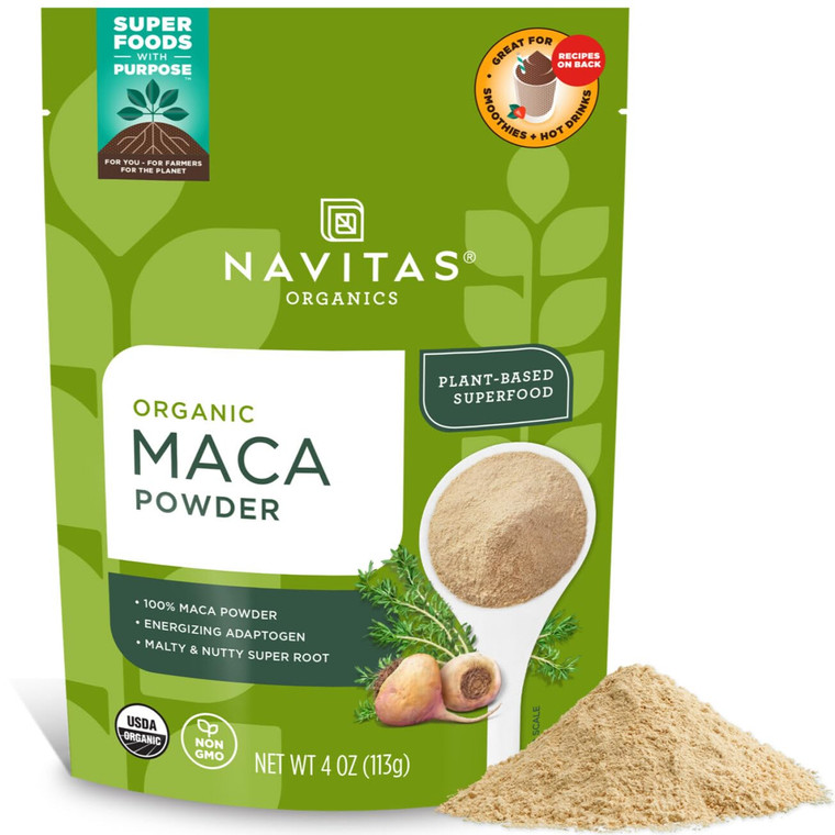 Navitas Organics Maca Powder  100% Gelatinized Peruvian Maca for Adaptogen Smoothies, Lattes, Baking & More  Energize & Balance - USDA Organic, Non