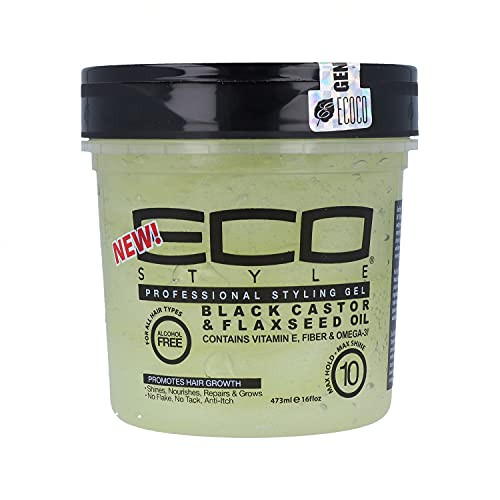 Ecoco Eco Style Gel - Black Castor Flaxseed Oil - Long Lasting Shine - Nourishes And Repairs Damaged Hair - Promotes Healthy Scalp - Provides Superio