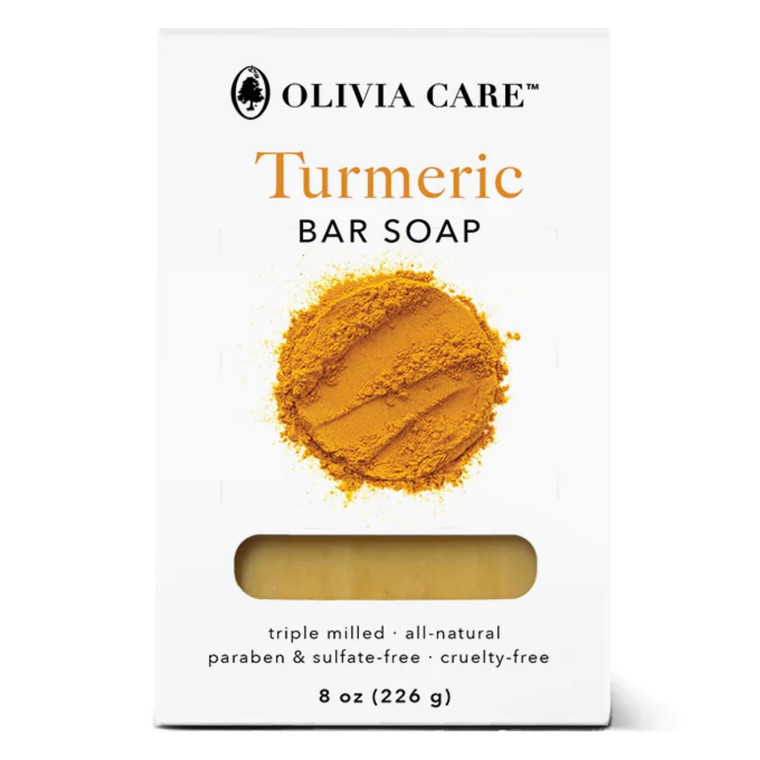 Olivia Care Turmeric Bar Soap -Natural, Vegan & Organic - For Face & Body Exfoliate, Hydrate, Moisturize & Deep Clean - Triple-Milled - Infused with