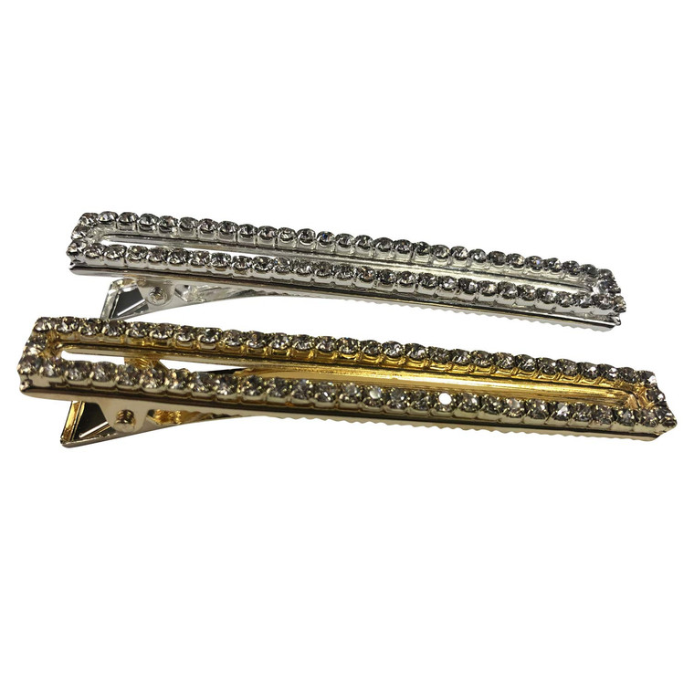 Gold and Silver Crystal Metal Alligator Clips Duckbill Clips Hair Clips Rhinestone Stylish Hair Barrettes with Teeth Hair Pins Bobby Pin Hair Slide f