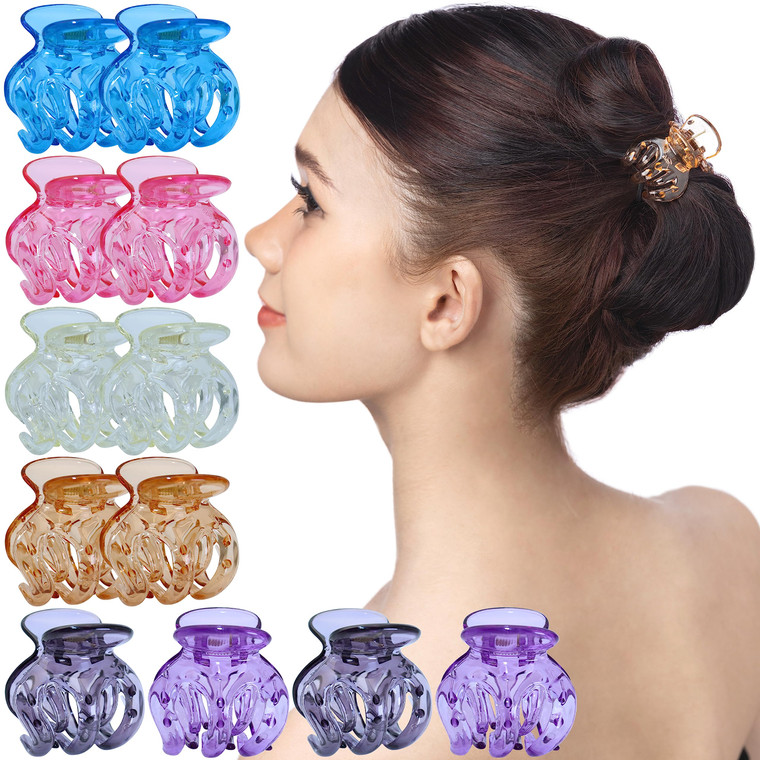 RC ROCHE ORNAMENT 12 Pcs Womens Octopus Claws Jaw Pumpkin Hair Clips Interlocking Teeth Strong Hold No Slip Grip Quality Clutcher Clamp Classic Beaut