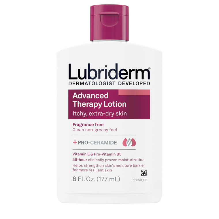 Lubriderm Advanced Therapy Fragrance-Free Moisturizing Hand & Body Lotion + Pro-Ceramide, Intense Hydration for Itchy, Extra Dry, & Sensitive Skin, N