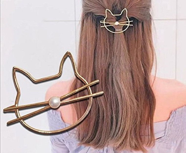 Fdesigner Cat Hair Clips Gold Fashion Hair Barrette Jewelry Cute Hairpins Accessories for Women and Girls (Gold ?)