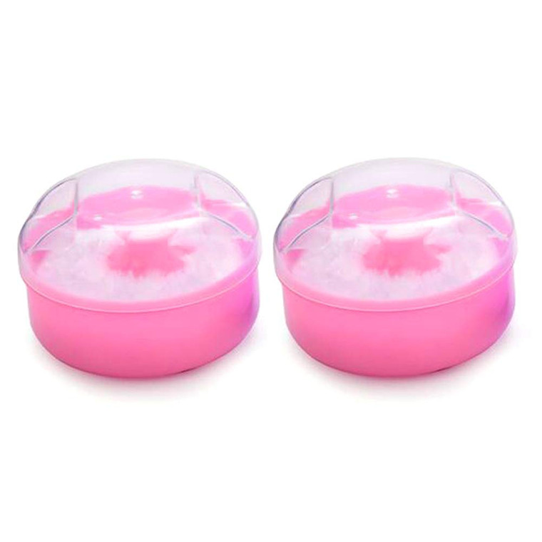 SYBL 2PCS Pink Empty Plastic Puff Box with Powder Puff and Transparent Cover Baby Skin Care Talcum Powder Storage Holder Make-up Case Portable Refill