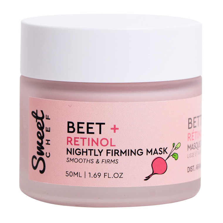 Sweet Chef Beet + Retinol Nightly Firming Mask - Beet Root Extract + Smoothing Retinol Night Cream Mask - Vegan Overnight Face Mask with Squalane + H