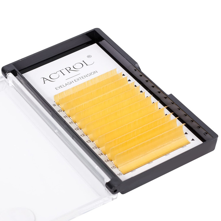 Colored Eyelash Extensions Easy Fan 9-16mm Mixed Light Yellow C Curl Easy Fanning 0.1mm Self Premade Volume Lash Supplies