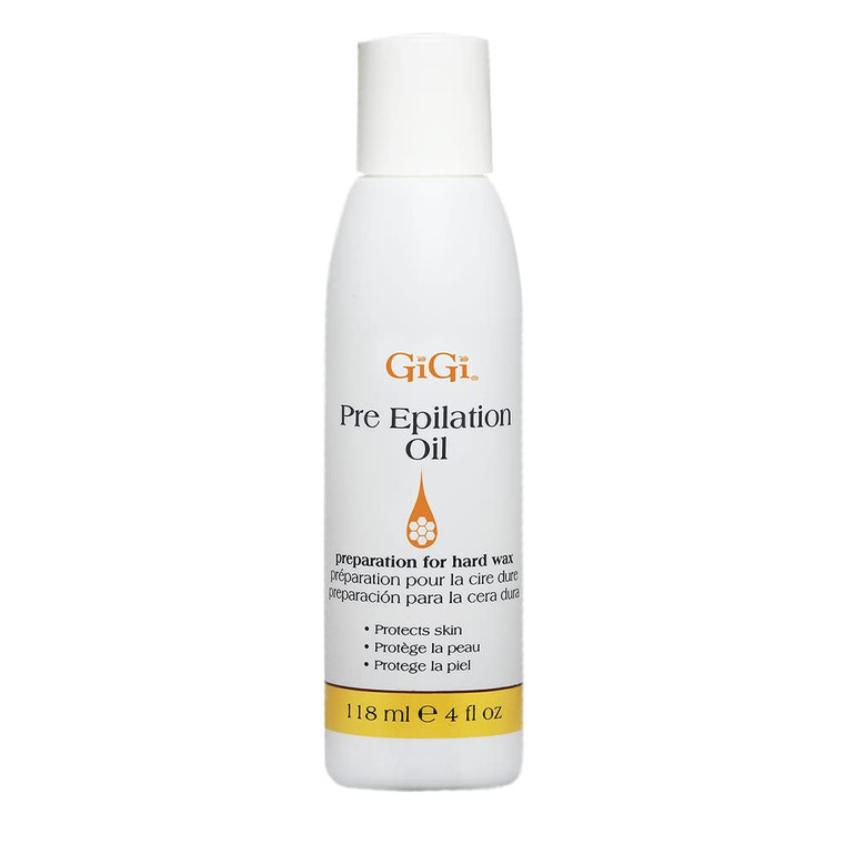 GiGi Pre Wax Epilation Oil for Hair Removal - Soothing Soybean & Grape Seed Oils, Pre-Waxing Skin Prep, 4 fl oz