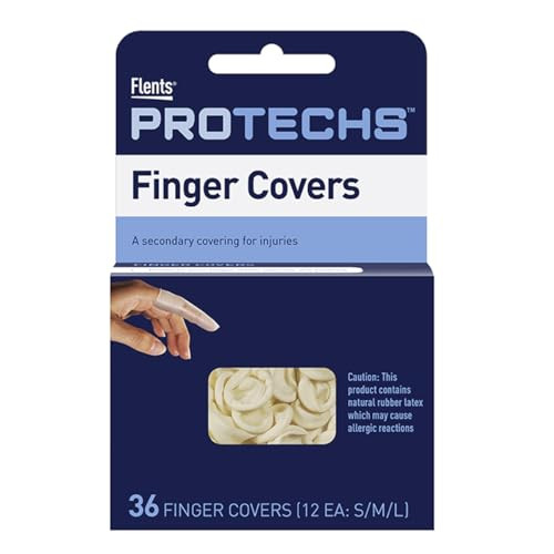 Flents First Aid Finger Cots, Protect Finger During Healing, Cover Cuts & Injuries, Durable & Comfortable Barrier Gloves for Wound Care and Hygiene,