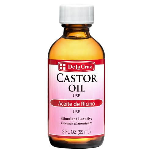 De La Cruz Castor Oil - 100% Pure Castor Oil for Hair, Skin, Eyelashes, and Eyebrows, Glass Bottle - USP Grade, 2 FL OZ