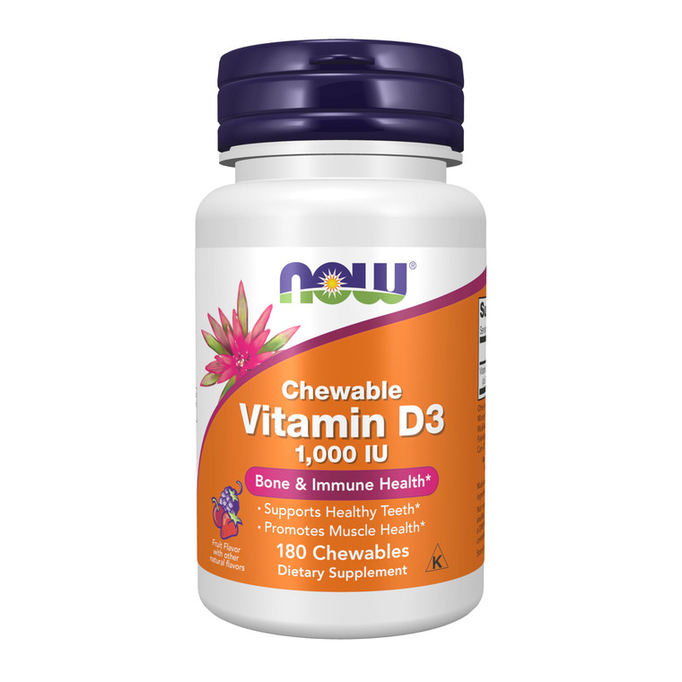 NOW Foods Supplements, Vitamin D-3 1,000 IU, Natural Fruit Flavor, Structural Support*, 180 Chewables