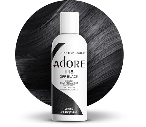 Adore Semi Permanent Hair Color (118 Off Black) | Vegan & Cruelty-Free Black Hair Dye | No Ammonia, No Peroxide, No Alcohol | 4 Fl Oz