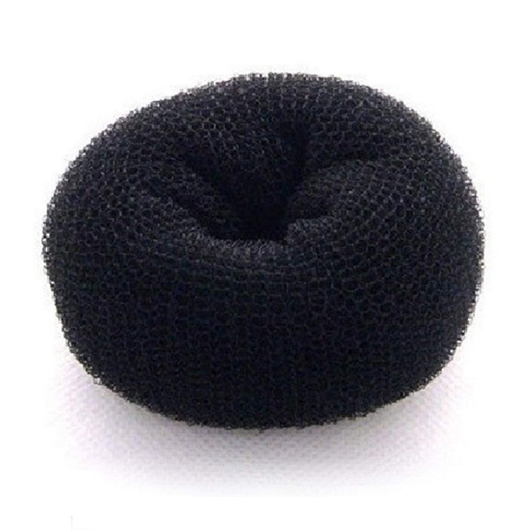Beaute Galleria Hair Donut Bun Maker Ring Style Mesh Chignon Ballet Sock Bun (Medium, Black)