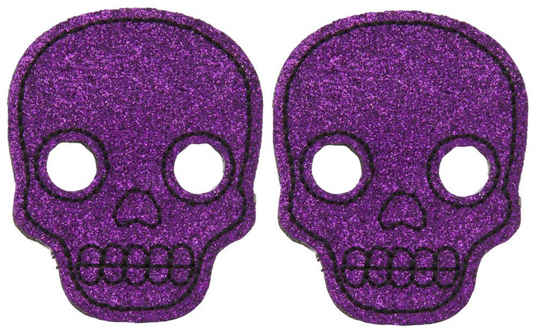 Sourpuss Glitter Skull Hair Clips Purple