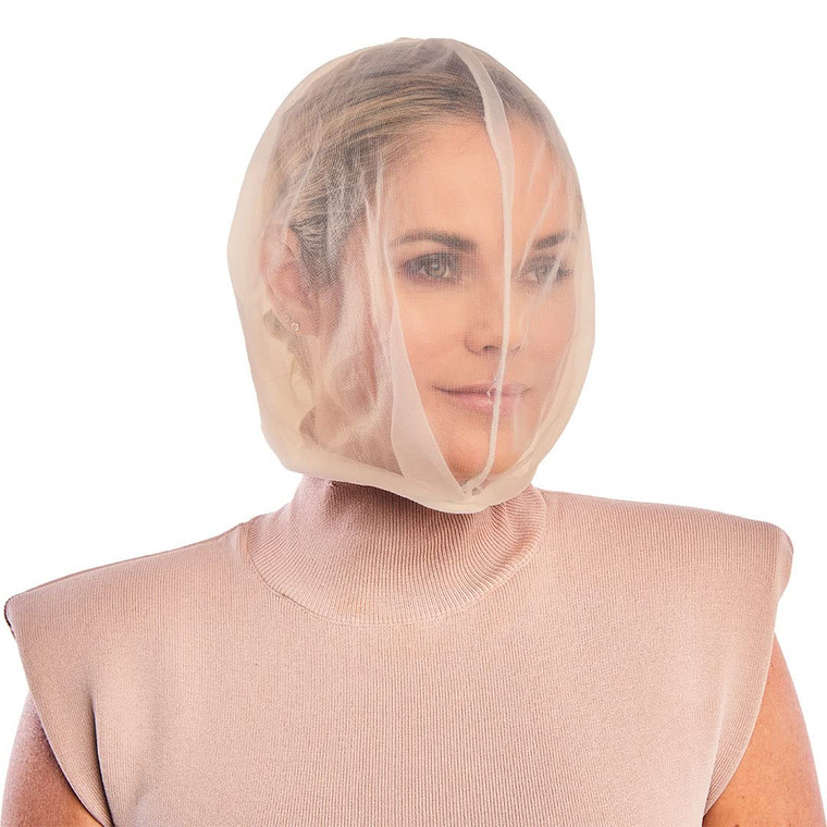 Betty Dain Makeup Protector Hood, Protects Hair and Make Up While Getting Dressed, Nylon Chiffon, Light and Airy, Triple Protection, Zipper closure,