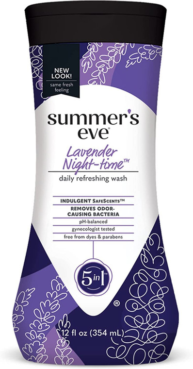 Summer's Eve Lavender Night-time Daily Refreshing All Over Feminine Body Wash, Removes Odor, Feminine Wash pH Balanced, 12 fl oz