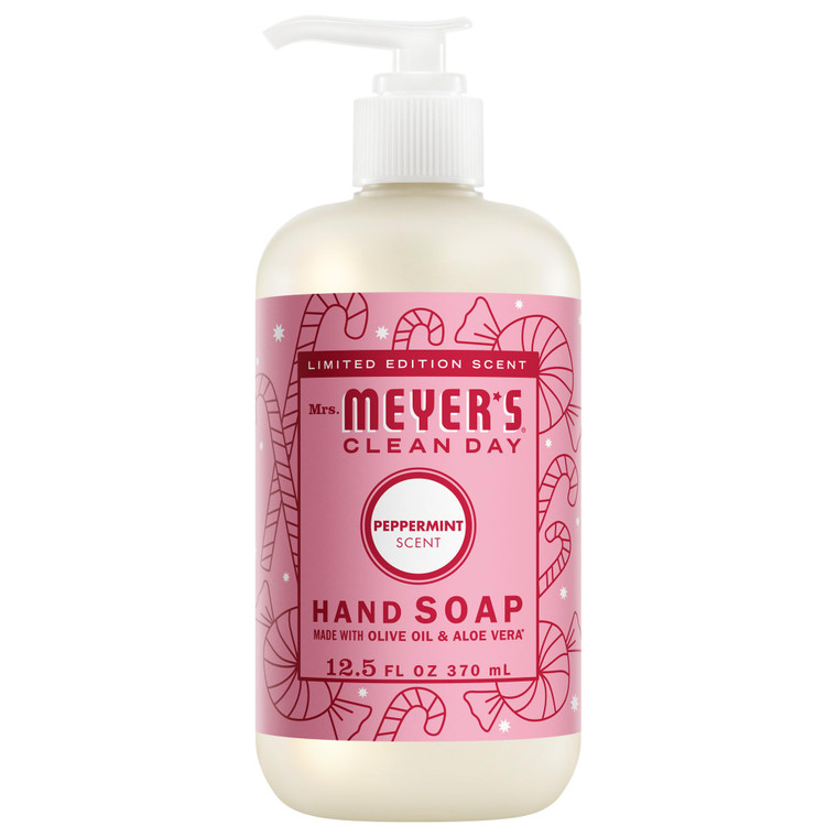 MRS. MEYER'S CLEAN DAY Hand Soap, Made with Essential Oils, Limited Edition Peppermint, 12.5 fl. oz