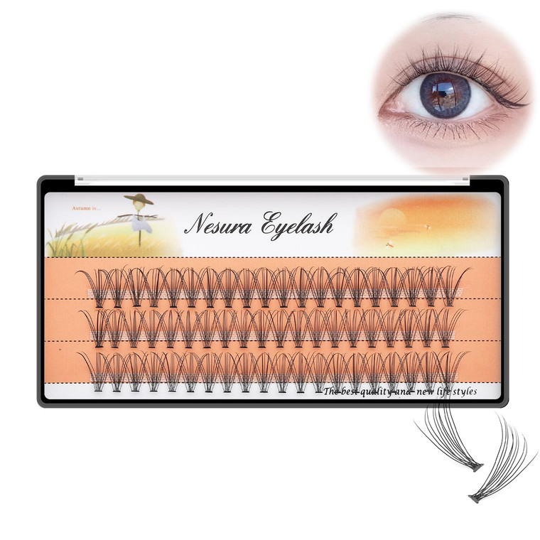 BODERMINCER 10D 60pcs Black Handmade False Eyelashes Natural Long Individual Eyelashes Extension Fake Lashes Makeup Beauty Cosmetic (8mm)