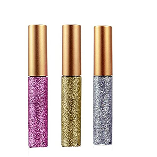 Eyeliner Glitter Liquid Eyeshadow 3 Color Metallic Glitter Sparkling Eyeliner Face Eye Cosmetic Glow Shimmer Makeup Glitter Eyeshadow Liquid Long Las