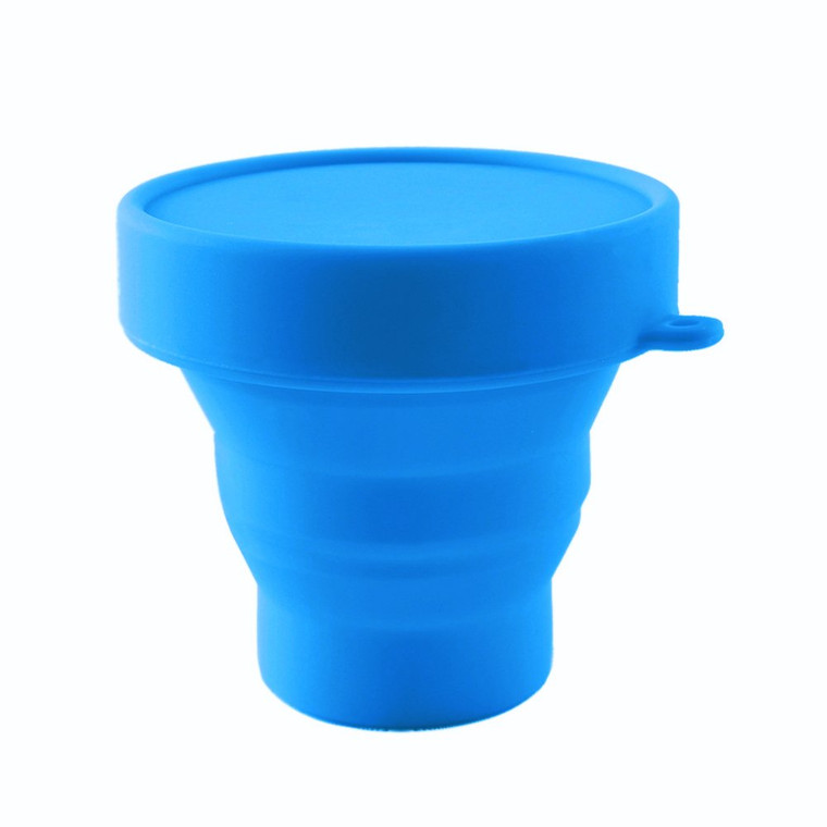 Collapsible Silicone Cup Foldable Sterilizing Cup for Menstrual Cups and Storing Your Diva Cup - Foldable for Travel from LUCKY CLOVER (Sky Blue)