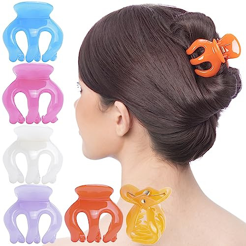 RC ROCHE 6 Pcs Octopus Hair Claw Clip Women Thick Hair Jaw Round Extra Big XL Jumbo Pumpkin Hair Secure No Slip Grip Clamps Styling Plastic Strong Cu