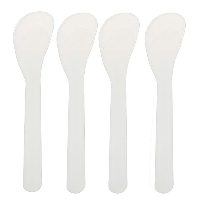50Pcs Transparent Premium Plastic Cosmetic Spatula Makeup Scoop Mask Spoon, Frosted Tip Disposable & Reusable Beauty Tool for DIY Makeup, Sampling, M
