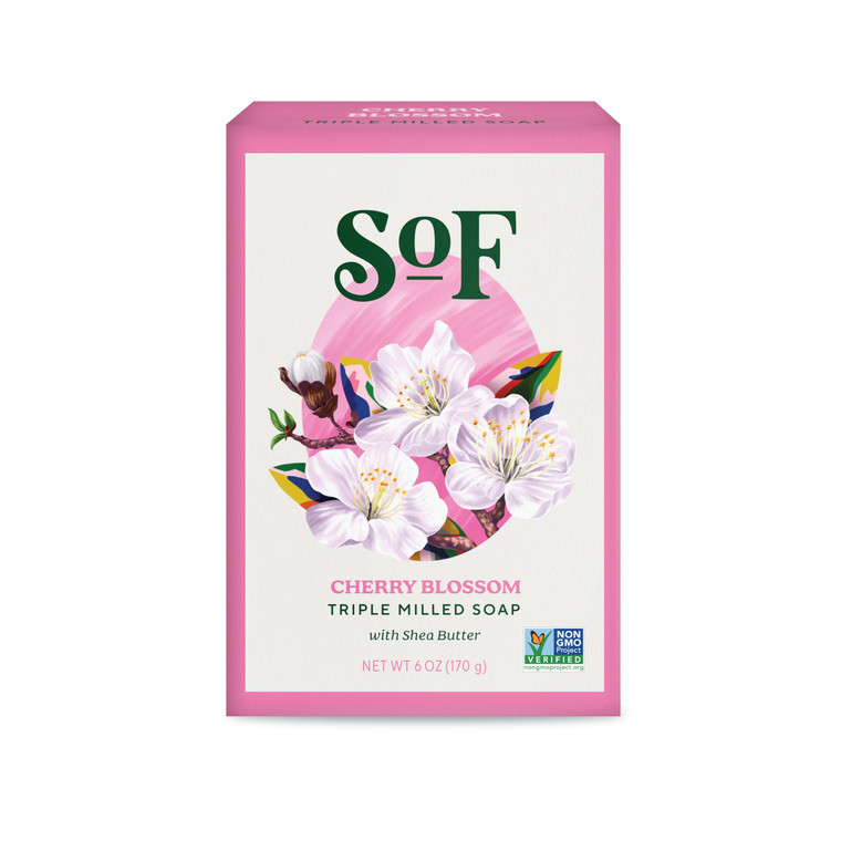 Cherry Blossom Clean Bar Soap by South of France Clean Body Care | Triple-Milled French Soap with Organic Shea Butter + Essential Oils | Vegan, Non-G