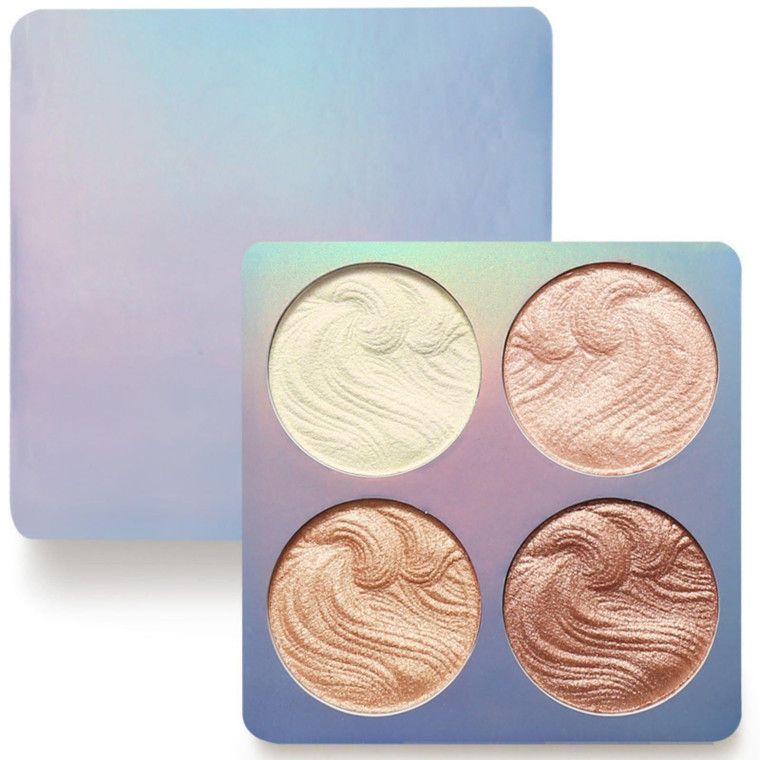 Highlighter Makeup Palette, Illuminator Powder Palette White Highlighter Baked Waterproof Long Lasting Brilliant Lighten Skin Color Face Contour Powd