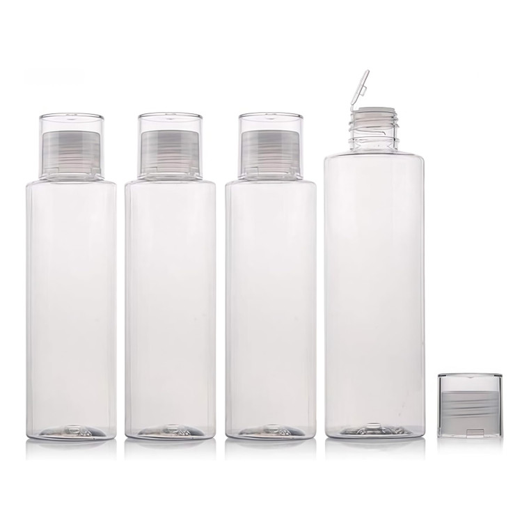 5 oz Clear Plastic Empty Bottles Travel Bottle Container with Flip Cap Sample Tube Jars for Cosmetic Bath Shower Gel Lotion Liquid Shampoo - Set of 4